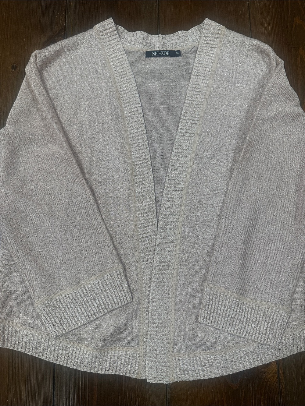 NIC+ZOE Open-Front Cardigan in Light Taupe Heather